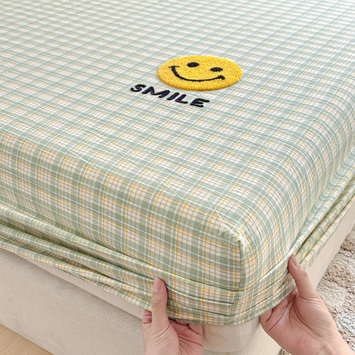 91家纺网 家纺一手货源 找家纺 佳汐蓝家纺 2025新款秋冬水洗棉单床笠单品床笠单件床笠 微笑