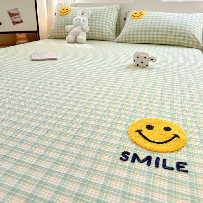 91家纺网 家纺一手货源 找家纺 佳汐蓝家纺 2025新款秋冬水洗棉单床笠单品床笠单件床笠 微笑