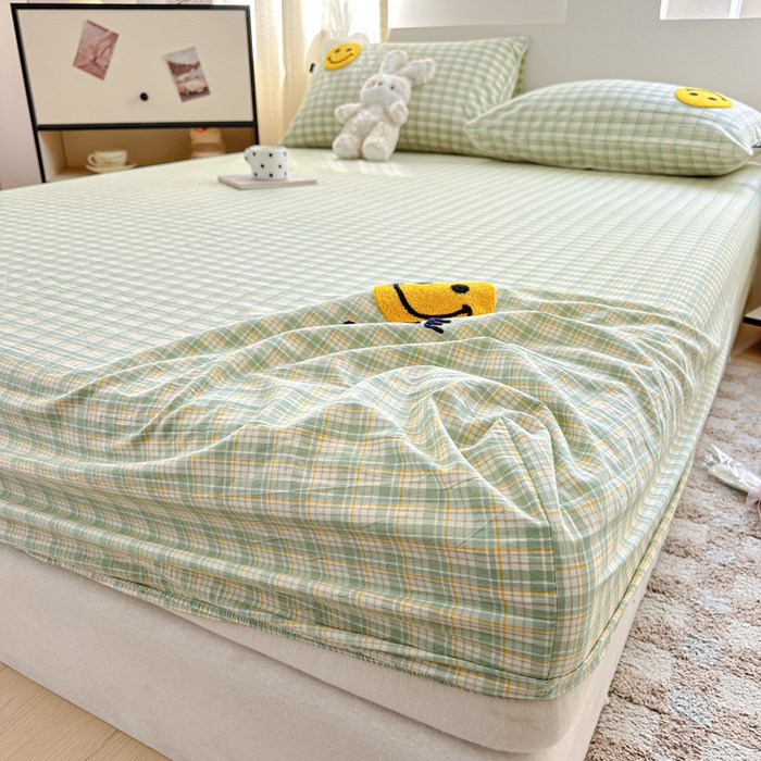 91家纺网 家纺一手货源 找家纺 佳汐蓝家纺 2025新款秋冬水洗棉单床笠单品床笠单件床笠 微笑