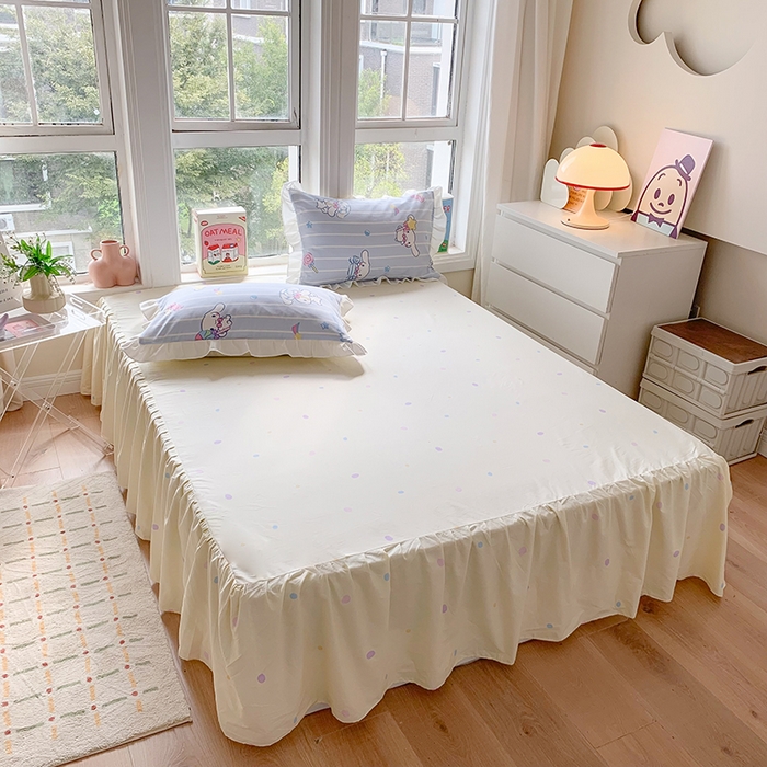 91家纺网 家纺一手货源 找家纺 玉元坊2025新款三丽鸥系列 全棉床单纯棉床裙三四件套  星星大耳狗【花边款】