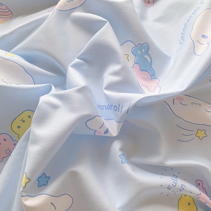 91家纺网 家纺一手货源 找家纺 玉元坊2025新款三丽鸥系列 全棉床单纯棉床裙三四件套  云朵大耳狗【花边款】