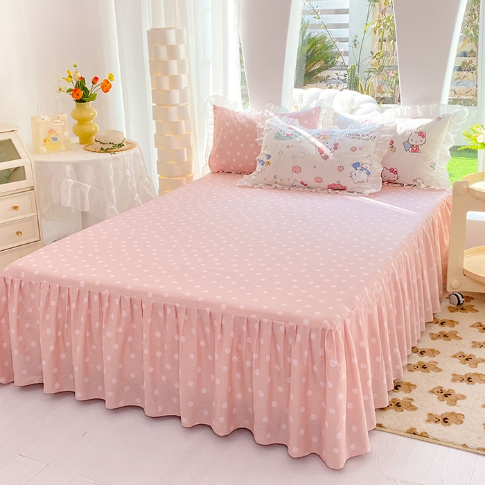 91家纺网 家纺一手货源 找家纺 玉元坊2025新款三丽鸥系列 全棉床单纯棉床裙三四件套  甜心kt 花边款