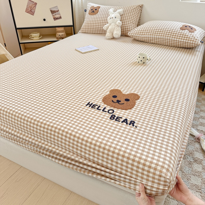 91家纺网 家纺一手货源 找家纺 佳汐蓝家纺 2025新款秋冬水洗棉单床笠单品床笠单件床笠 小棕熊