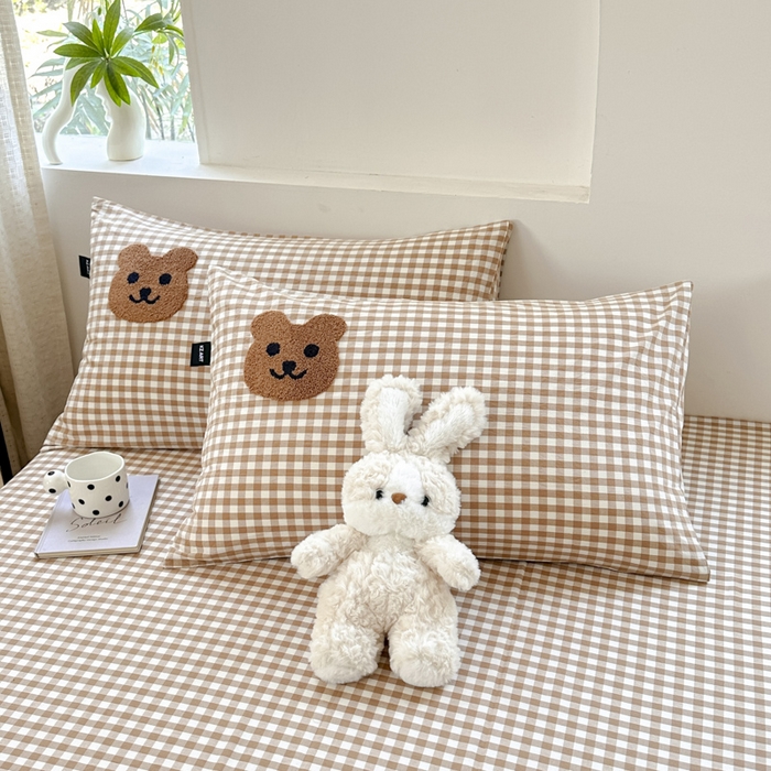 91家纺网 家纺一手货源 找家纺 佳汐蓝家纺 2025新款秋冬水洗棉单床笠单品床笠单件床笠 小棕熊