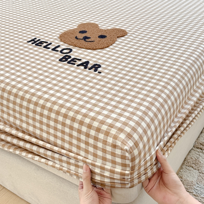 91家纺网 家纺一手货源 找家纺 佳汐蓝家纺 2025新款秋冬水洗棉单床笠单品床笠单件床笠 小棕熊