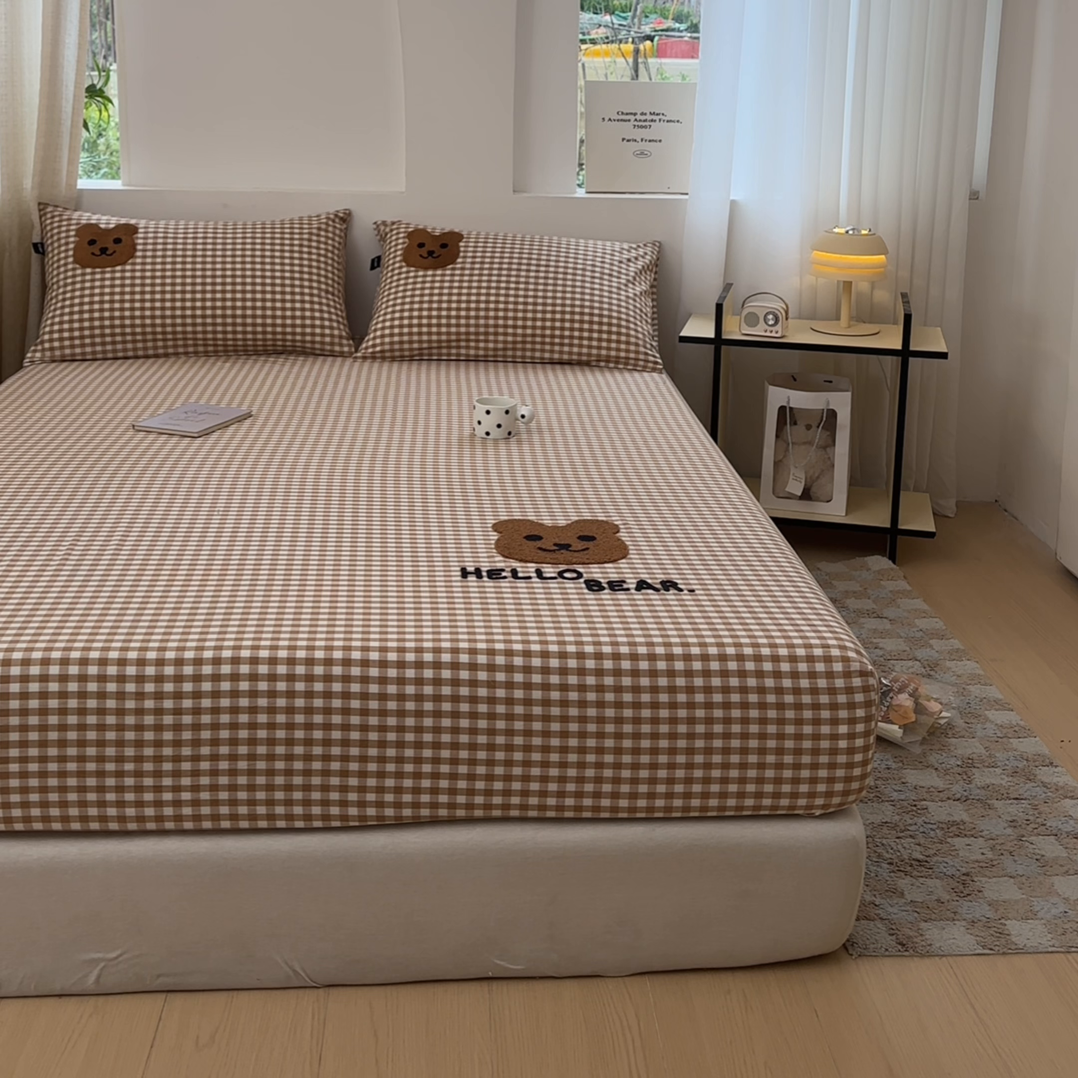 91家纺网 家纺一手货源 找家纺 佳汐蓝家纺 2025新款秋冬水洗棉单床笠单品床笠单件床笠 小棕熊