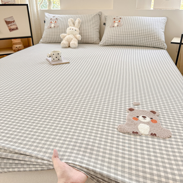佳汐蓝家纺 2025新款秋冬水洗棉单床笠单品床笠单件床笠 熊嘟嘟
