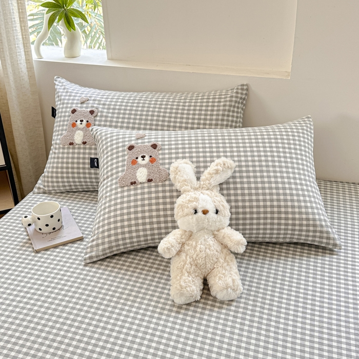 91家纺网 家纺一手货源 找家纺 佳汐蓝家纺 2025新款秋冬水洗棉单床笠单品床笠单件床笠 熊嘟嘟