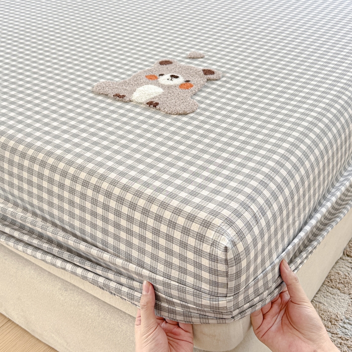 91家纺网 家纺一手货源 找家纺 佳汐蓝家纺 2025新款秋冬水洗棉单床笠单品床笠单件床笠 熊嘟嘟