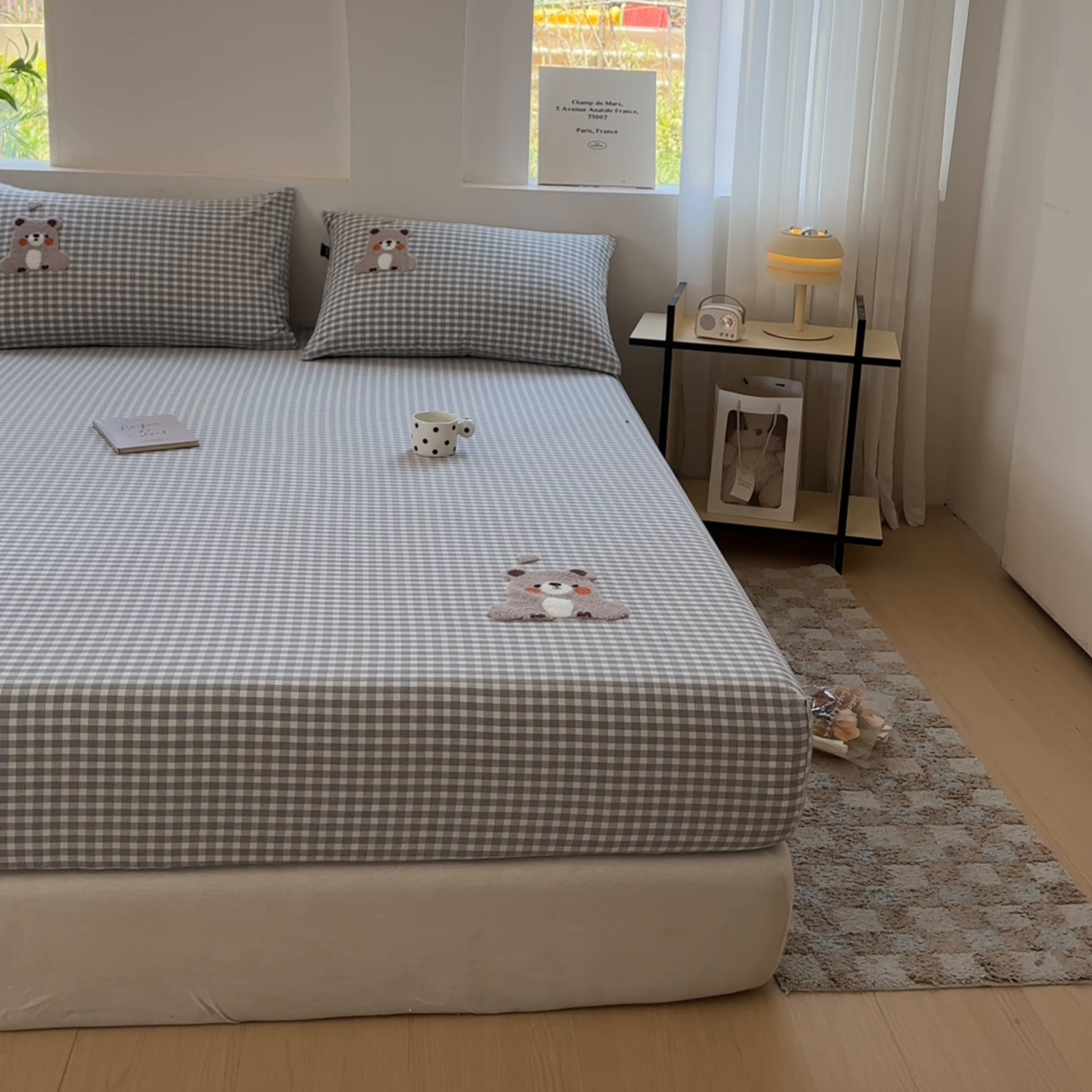 91家纺网 家纺一手货源 找家纺 佳汐蓝家纺 2025新款秋冬水洗棉单床笠单品床笠单件床笠 熊嘟嘟