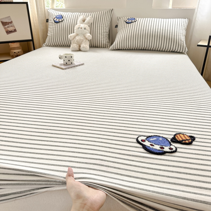 佳汐蓝家纺 2025新款秋冬水洗棉单床笠单品床笠单件床笠 宇宙星球