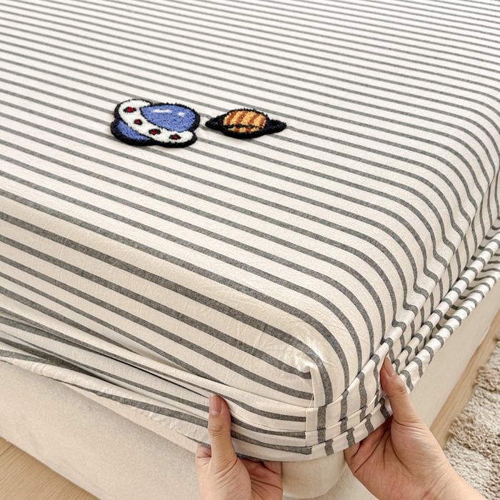 91家纺网 家纺一手货源 找家纺 佳汐蓝家纺 2025新款秋冬水洗棉单床笠单品床笠单件床笠 宇宙星球