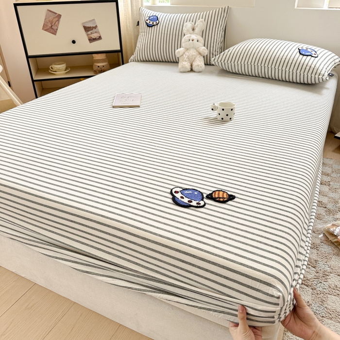 91家纺网 家纺一手货源 找家纺 佳汐蓝家纺 2025新款秋冬水洗棉单床笠单品床笠单件床笠 宇宙星球