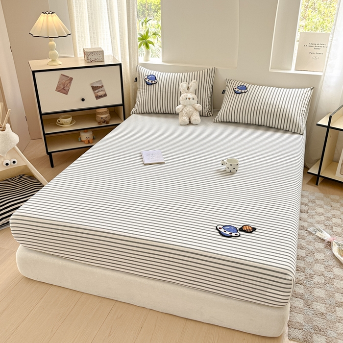 91家纺网 家纺一手货源 找家纺 佳汐蓝家纺 2025新款秋冬水洗棉单床笠单品床笠单件床笠 宇宙星球