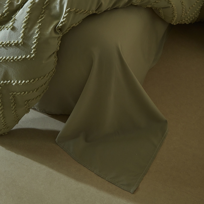 91家纺网 家纺一手货源 找家纺 缘生活 2025新款立体剪花A面剪花面料B面加厚磨毛布料四件套 剪花波浪-旧绿