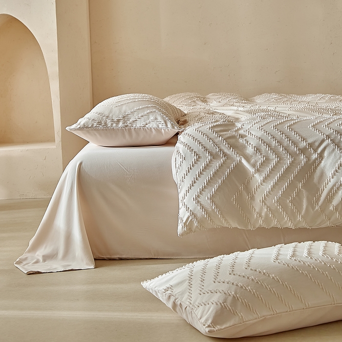 91家纺网 家纺一手货源 找家纺 缘生活 2025新款立体剪花A面剪花面料B面加厚磨毛布料四件套 剪花波浪-卡其