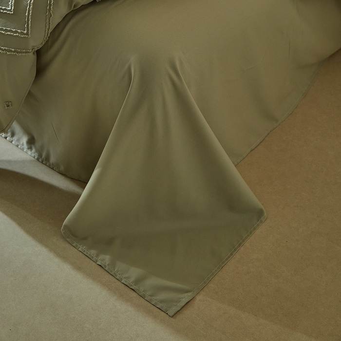 91家纺网 家纺一手货源 找家纺 缘生活 2025新款立体剪花A面剪花面料B面加厚磨毛布料四件套 剪花方格-旧绿