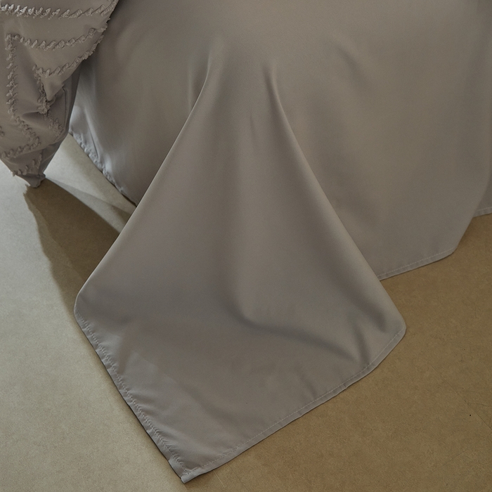 91家纺网 家纺一手货源 找家纺 缘生活 2025新款立体剪花A面剪花面料B面加厚磨毛布料四件套 剪花波浪-浅灰