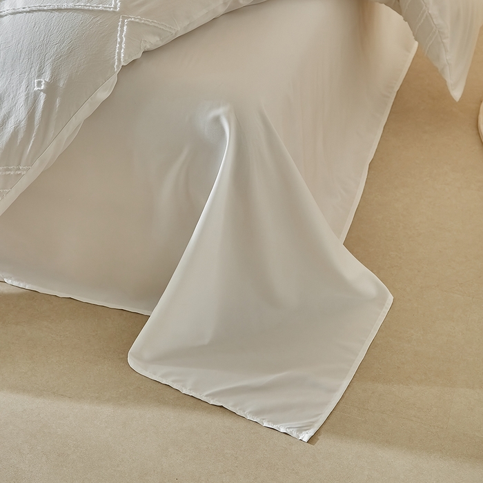 91家纺网 家纺一手货源 找家纺 缘生活 2025新款立体剪花A面剪花面料B面加厚磨毛布料四件套 剪花方格-白色