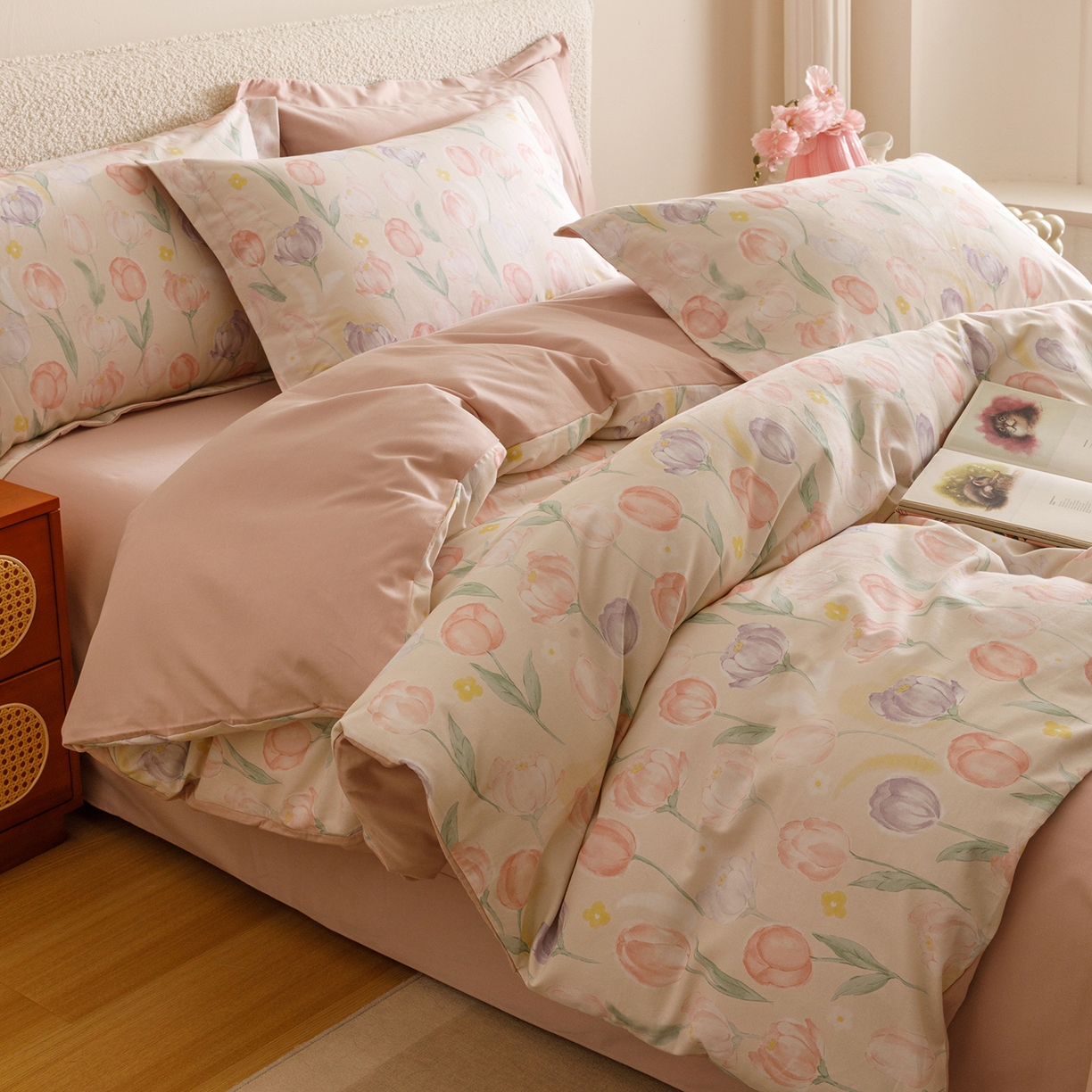 爱思佳 2025新款加厚全棉纯棉磨毛数码印花四件套 春光郁金