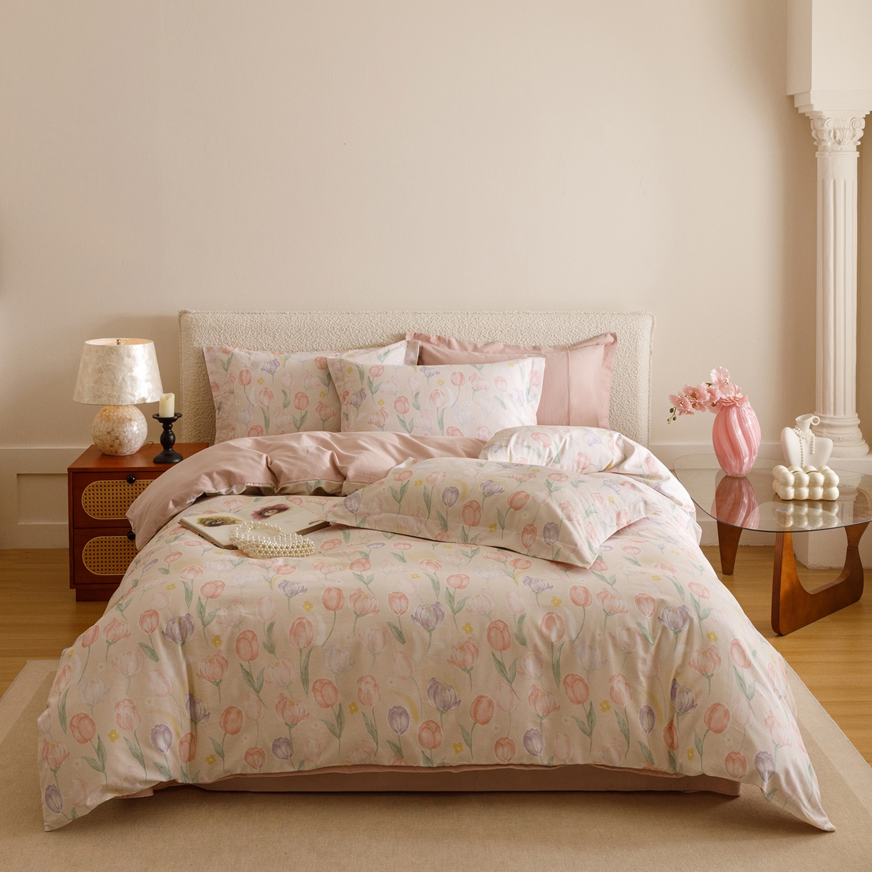 91家纺网 家纺一手货源 找家纺 爱思佳 2025新款加厚全棉纯棉磨毛数码印花四件套 春光郁金