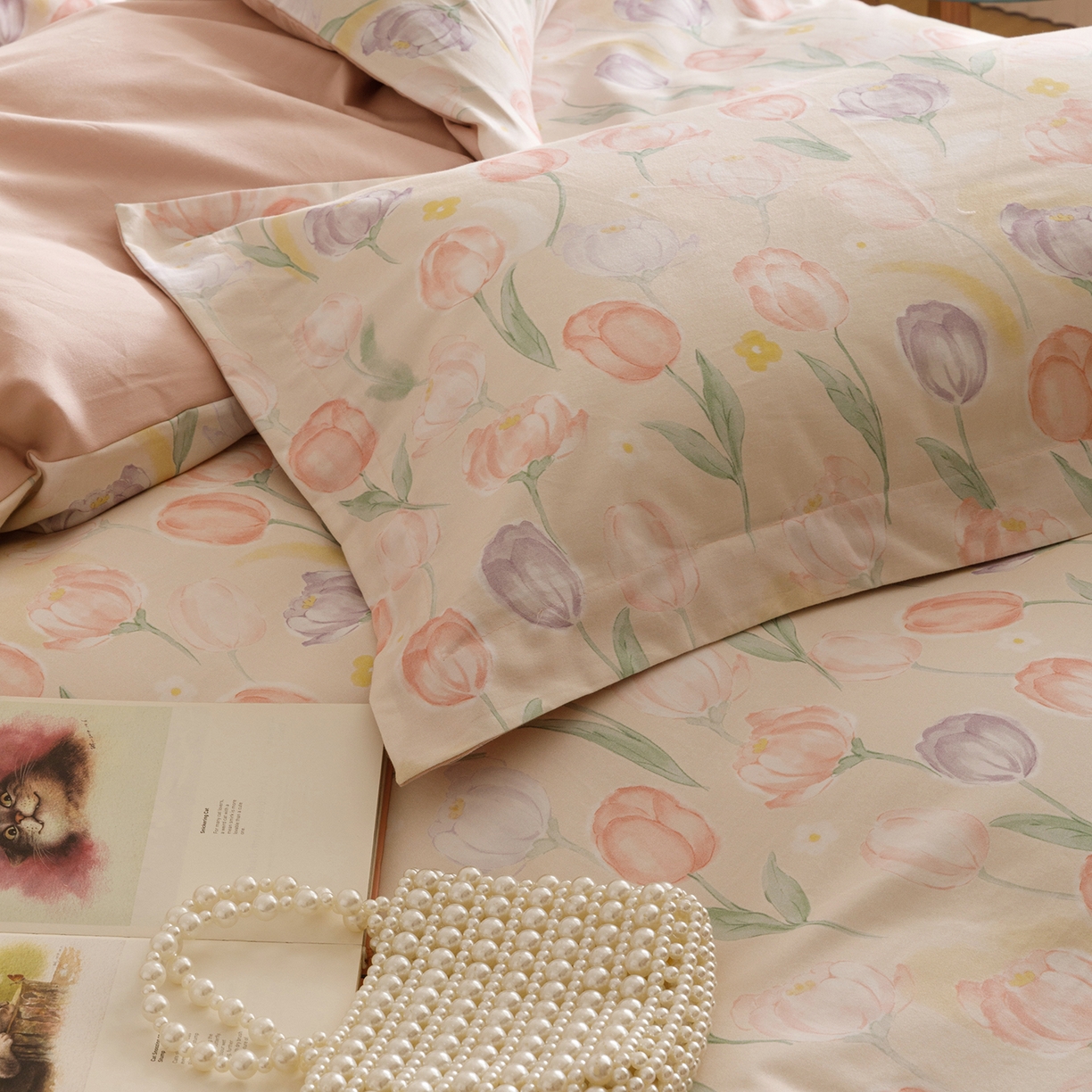 91家纺网 家纺一手货源 找家纺 爱思佳 2025新款加厚全棉纯棉磨毛数码印花四件套 春光郁金