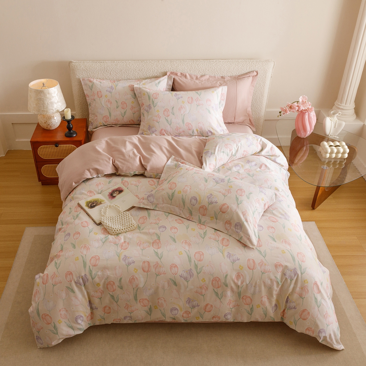 91家纺网 家纺一手货源 找家纺 爱思佳 2025新款加厚全棉纯棉磨毛数码印花四件套 春光郁金