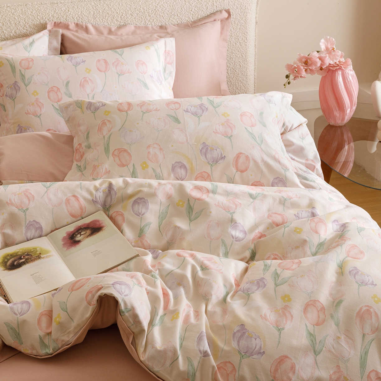 91家纺网 家纺一手货源 找家纺 爱思佳 2025新款加厚全棉纯棉磨毛数码印花四件套 春光郁金