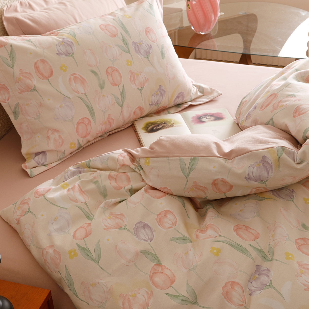 91家纺网 家纺一手货源 找家纺 爱思佳 2025新款加厚全棉纯棉磨毛数码印花四件套 春光郁金