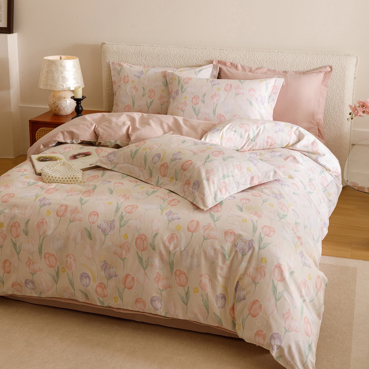 91家纺网 家纺一手货源 找家纺 爱思佳 2025新款加厚全棉纯棉磨毛数码印花四件套 春光郁金