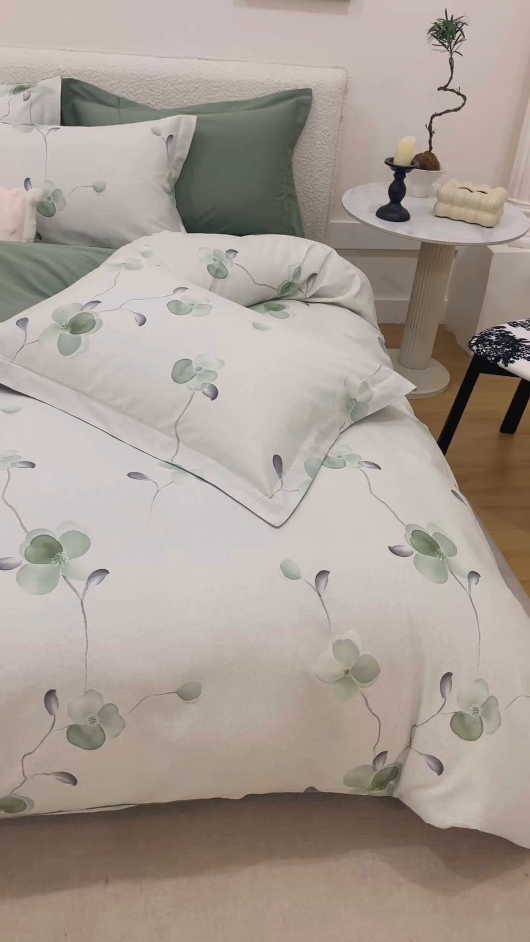 91家纺网 家纺一手货源 找家纺 爱思佳 2025新款加厚全棉纯棉磨毛数码印花四件套 春暖花开-绿