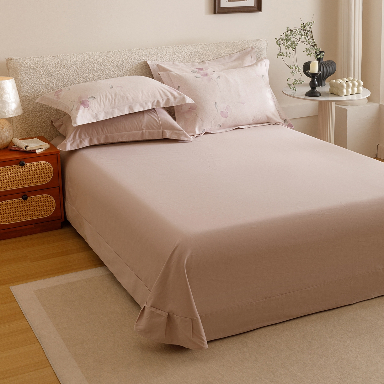 91家纺网 家纺一手货源 找家纺 爱思佳 2025新款加厚全棉纯棉磨毛数码印花四件套 春暖花开-紫