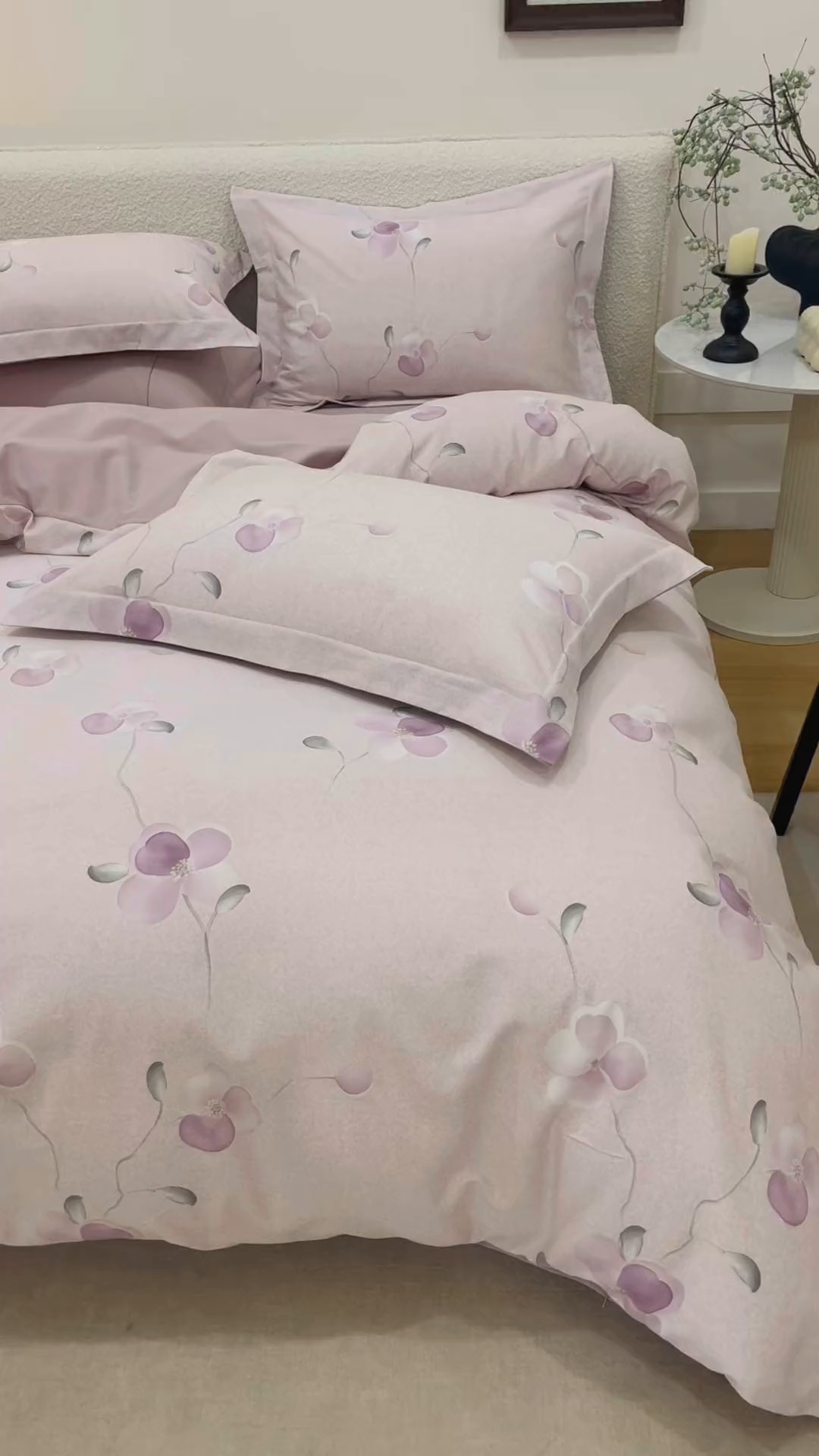 91家纺网 家纺一手货源 找家纺 爱思佳 2025新款加厚全棉纯棉磨毛数码印花四件套 春暖花开-紫