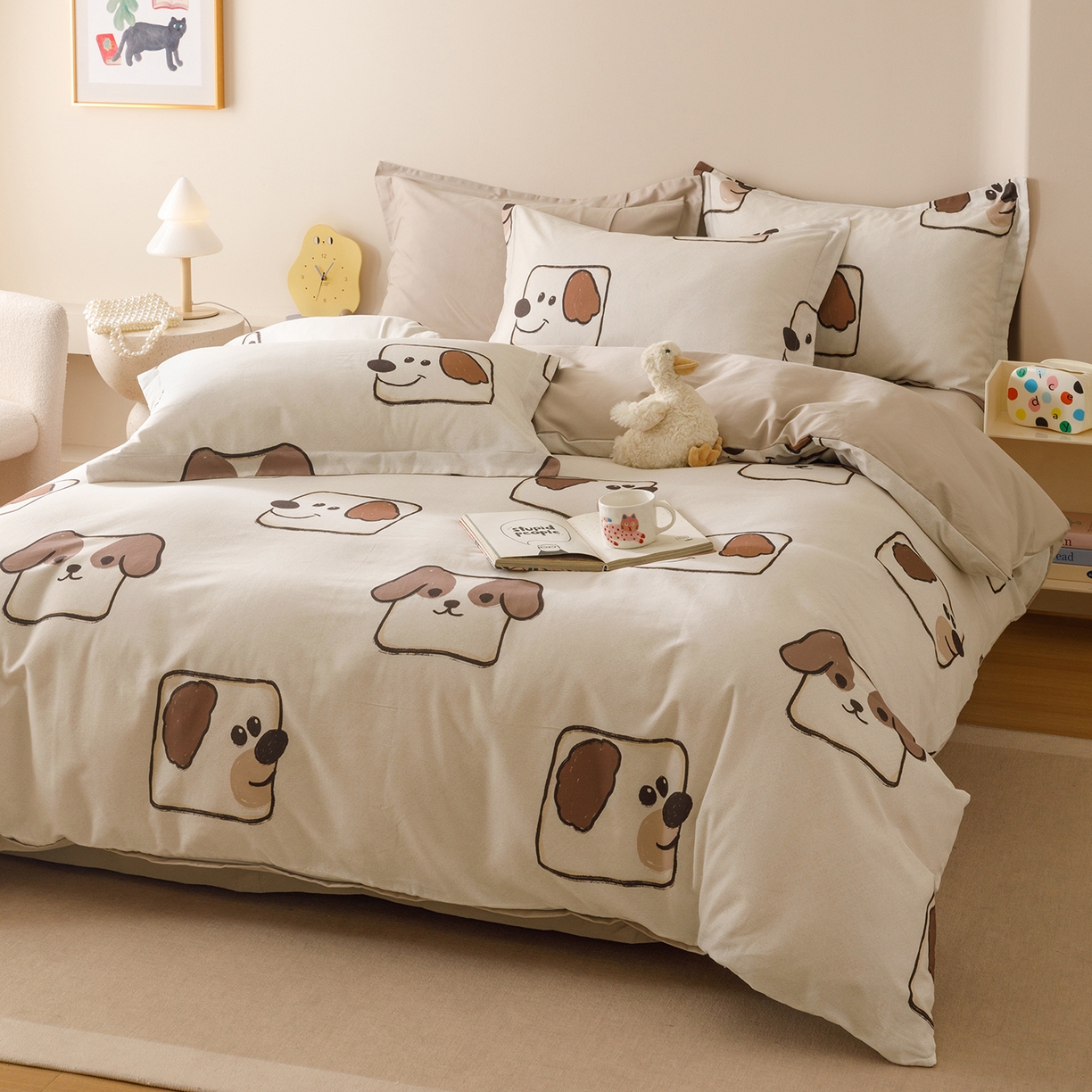 91家纺网 家纺一手货源 找家纺 爱思佳 2025新款加厚全棉纯棉磨毛数码印花四件套 豆包