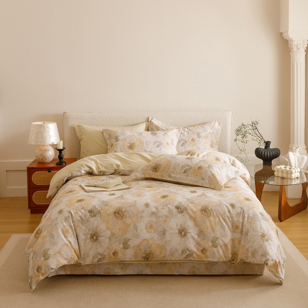 91家纺网 家纺一手货源 找家纺 爱思佳 2025新款加厚全棉纯棉磨毛数码印花四件套 豆蔻年华