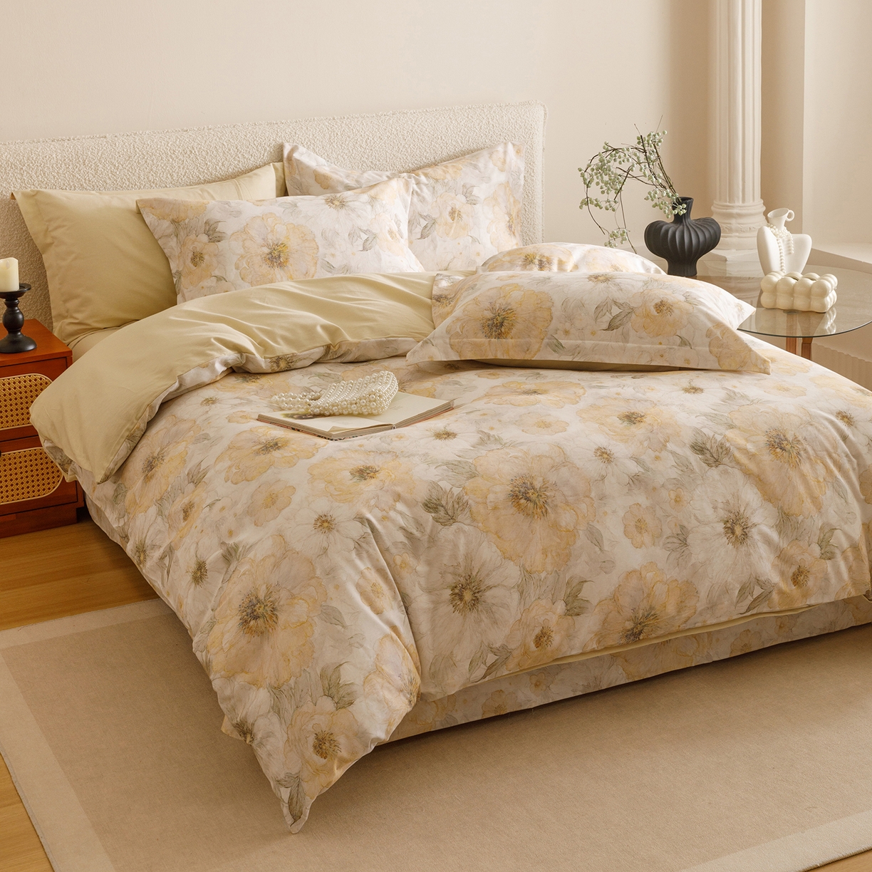 91家纺网 家纺一手货源 找家纺 爱思佳 2025新款加厚全棉纯棉磨毛数码印花四件套 豆蔻年华