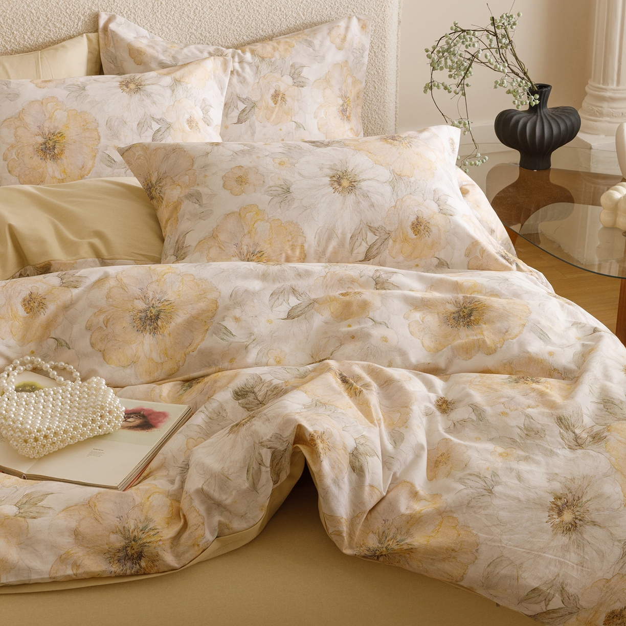 91家纺网 家纺一手货源 找家纺 爱思佳 2025新款加厚全棉纯棉磨毛数码印花四件套 豆蔻年华