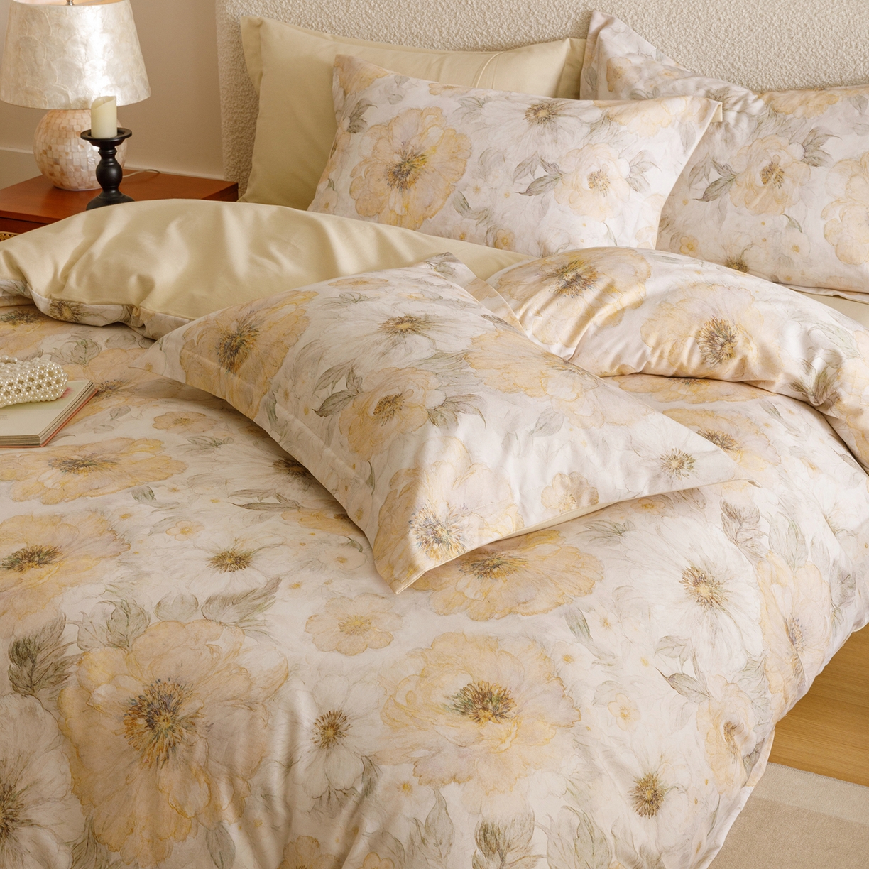 91家纺网 家纺一手货源 找家纺 爱思佳 2025新款加厚全棉纯棉磨毛数码印花四件套 豆蔻年华