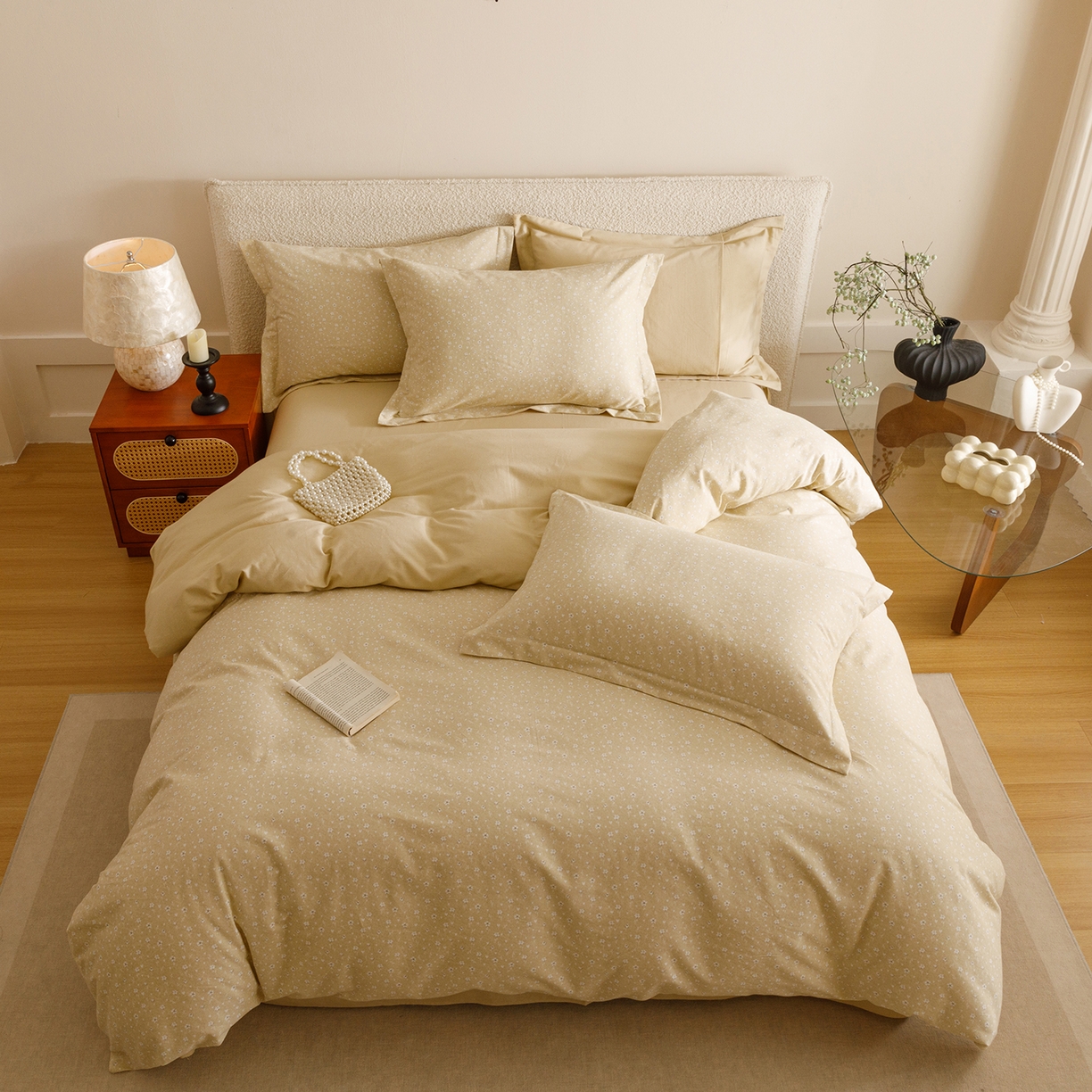 91家纺网 家纺一手货源 找家纺 爱思佳 2025新款加厚全棉纯棉磨毛数码印花四件套 花朵朵