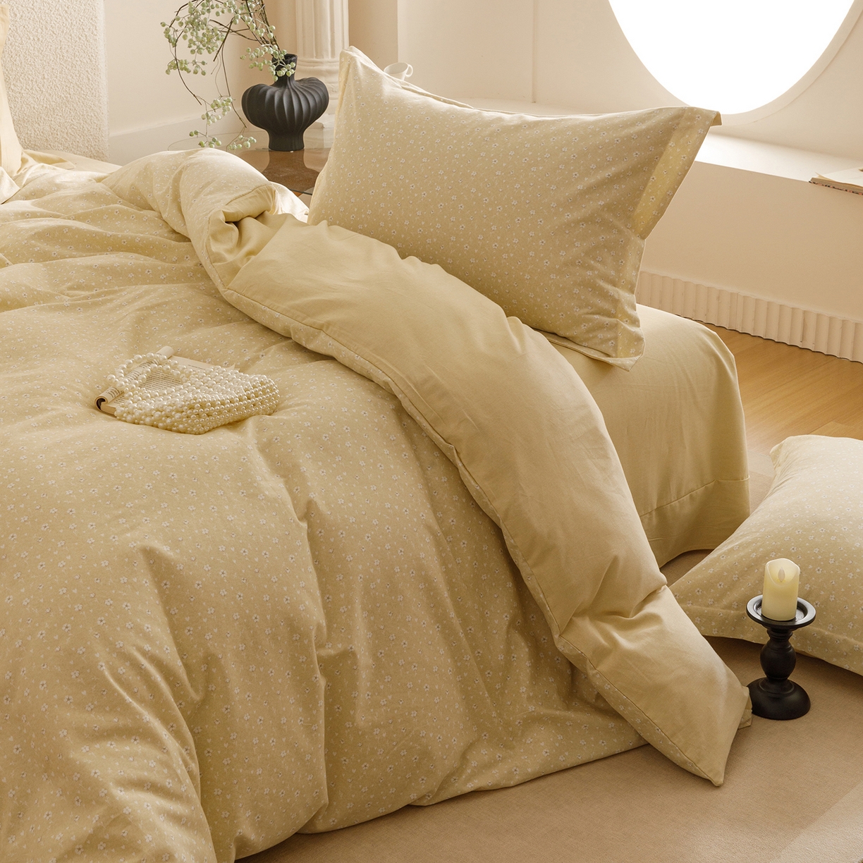 91家纺网 家纺一手货源 找家纺 爱思佳 2025新款加厚全棉纯棉磨毛数码印花四件套 花朵朵