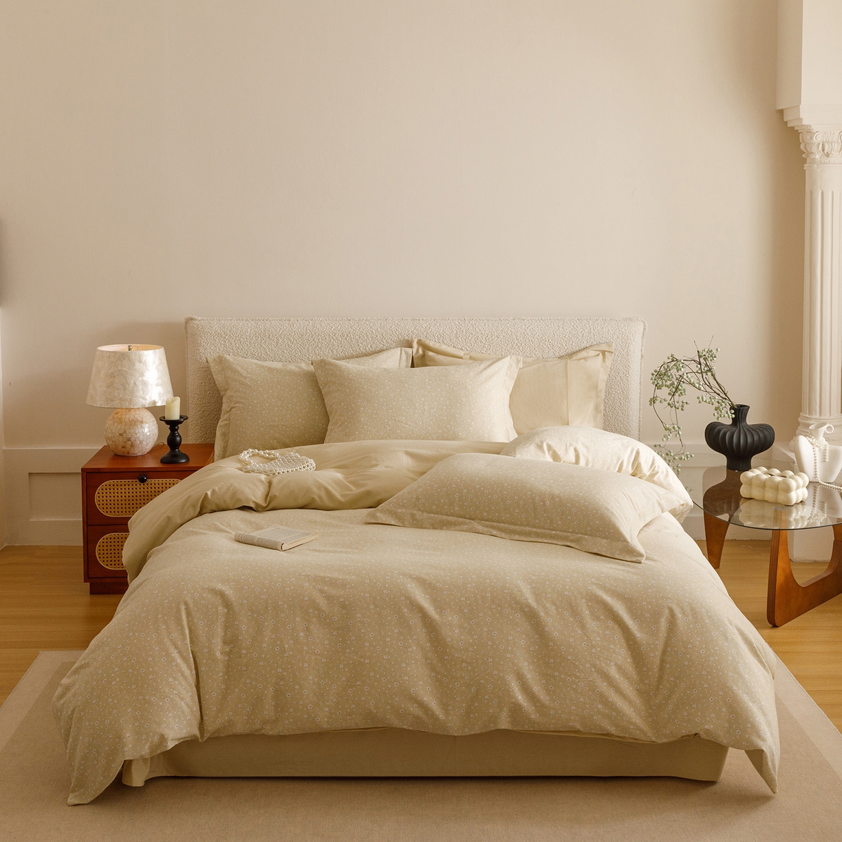 91家纺网 家纺一手货源 找家纺 爱思佳 2025新款加厚全棉纯棉磨毛数码印花四件套 花朵朵