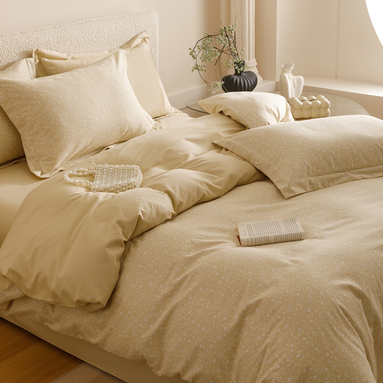 91家纺网 家纺一手货源 找家纺 爱思佳 2025新款加厚全棉纯棉磨毛数码印花四件套 花朵朵