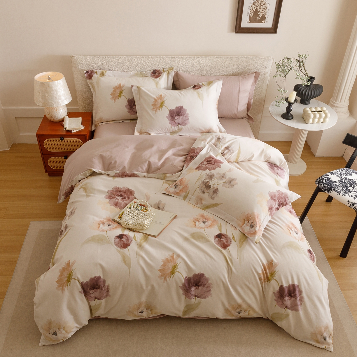 91家纺网 家纺一手货源 找家纺 爱思佳 2025新款加厚全棉纯棉磨毛数码印花四件套 惊鸿