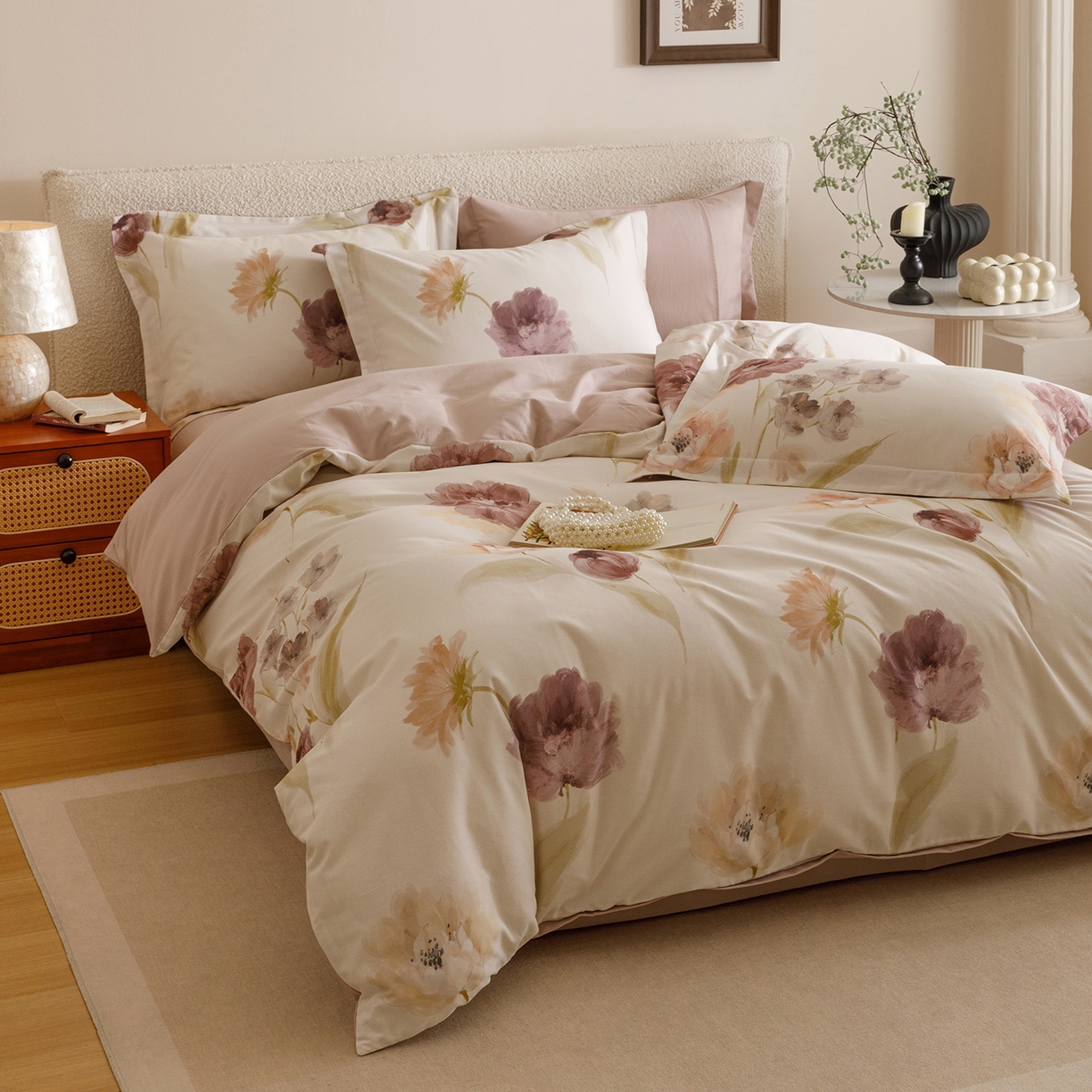 91家纺网 家纺一手货源 找家纺 爱思佳 2025新款加厚全棉纯棉磨毛数码印花四件套 惊鸿