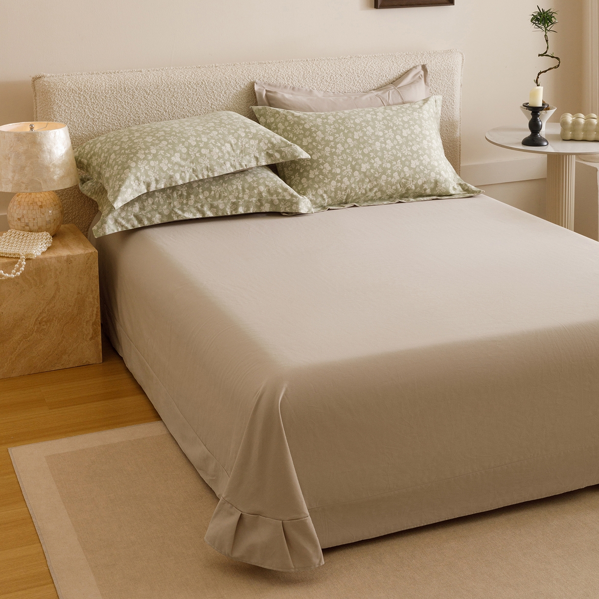 91家纺网 家纺一手货源 找家纺 爱思佳 2025新款加厚全棉纯棉磨毛数码印花四件套 暖阳-绿