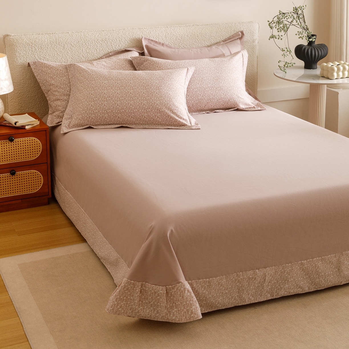 91家纺网 家纺一手货源 找家纺 爱思佳 2025新款加厚全棉纯棉磨毛数码印花四件套 情意绵绵