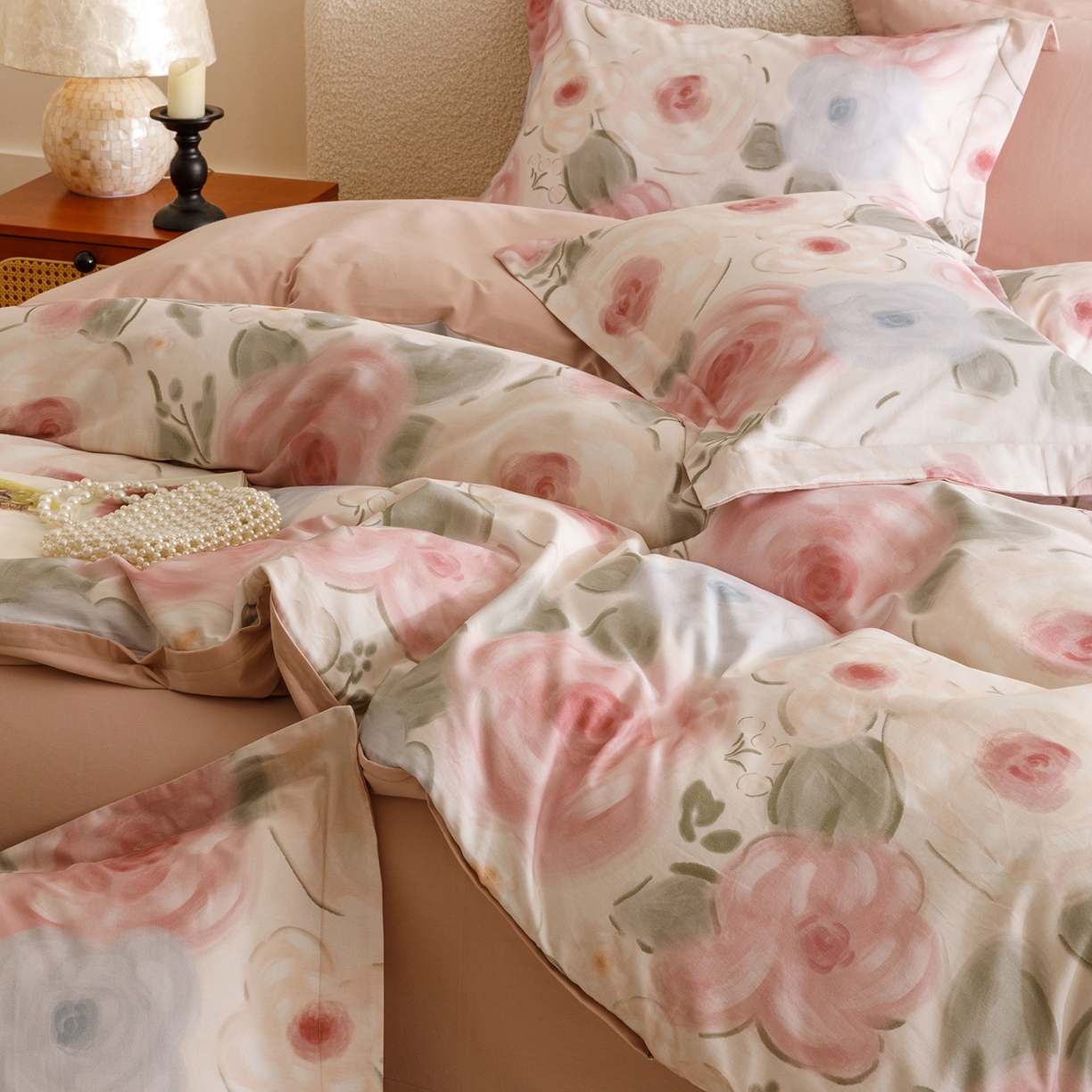 91家纺网 家纺一手货源 找家纺 爱思佳 2025新款加厚全棉纯棉磨毛数码印花四件套 桃汐