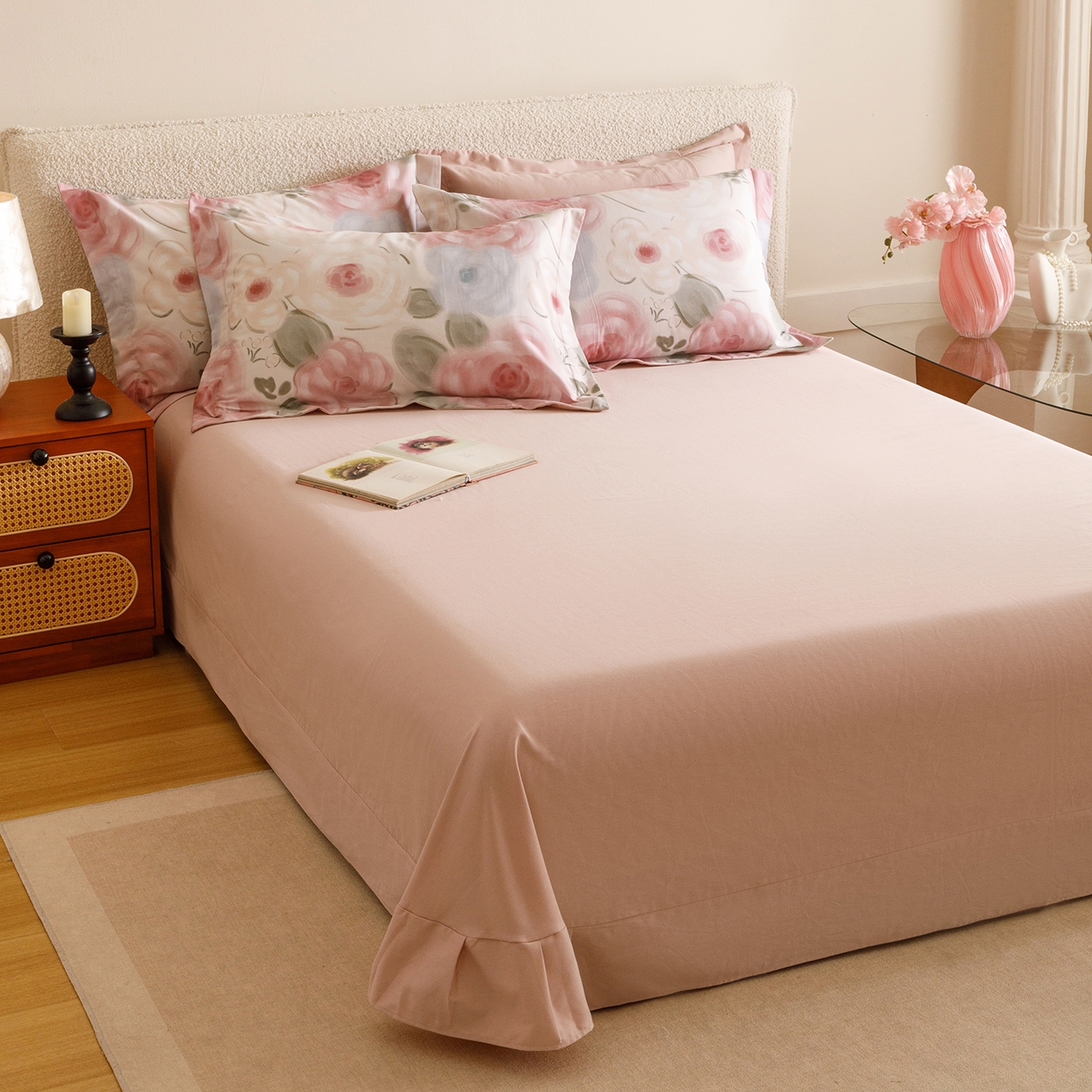 91家纺网 家纺一手货源 找家纺 爱思佳 2025新款加厚全棉纯棉磨毛数码印花四件套 桃汐