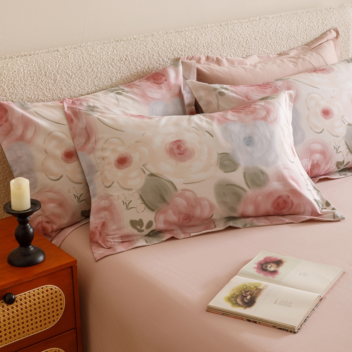 91家纺网 家纺一手货源 找家纺 爱思佳 2025新款加厚全棉纯棉磨毛数码印花四件套 桃汐