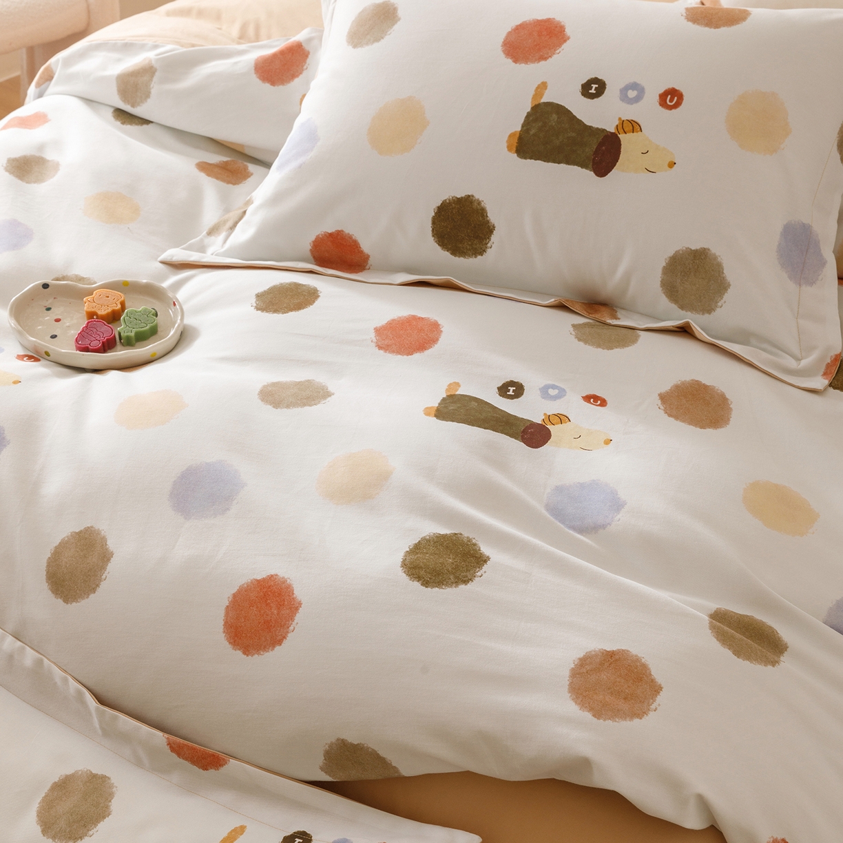 91家纺网 家纺一手货源 找家纺 爱思佳 2025新款加厚全棉纯棉磨毛数码印花四件套 旺仔-桔